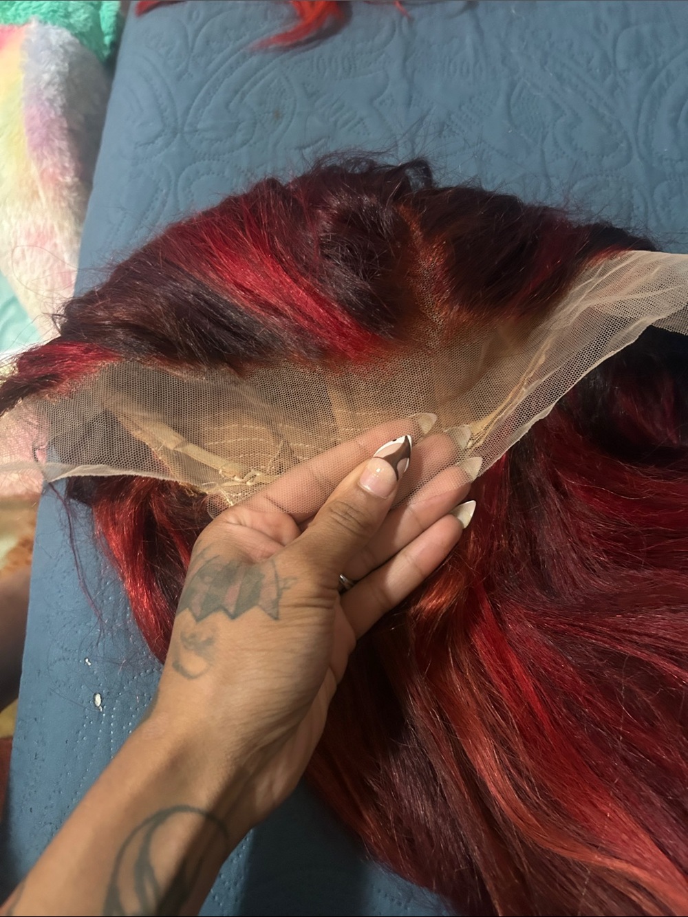 Red Lace Front Women's Wig with Built-In Combs